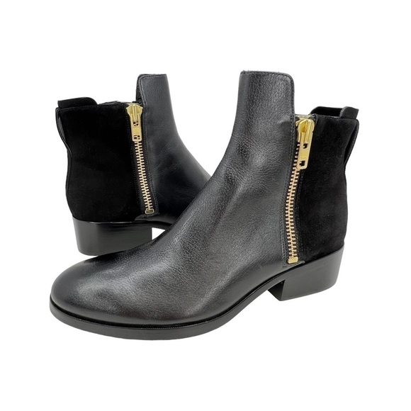3.1 Phillip Lim Alexa Boots Black Leather & Suede Moto Ankle Size 39 = 8.5 EUC - Picture 1 of 13